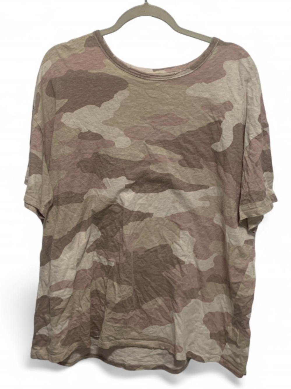 aerie Pink Tan Camo Oversized Short Sleeve Tee Shirt